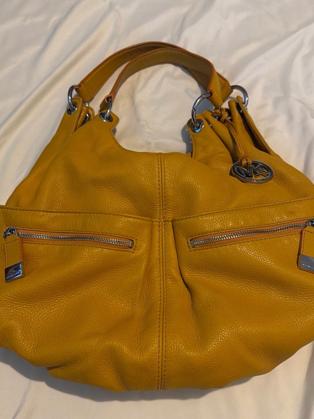 Michael Kors Yellow Pebbled Leather Shoulder Tote